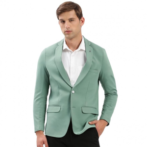 Notched Lapel Collar Single-Breasted Slim Fit Formal Blazer