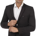 Black single breasted formal suits for men